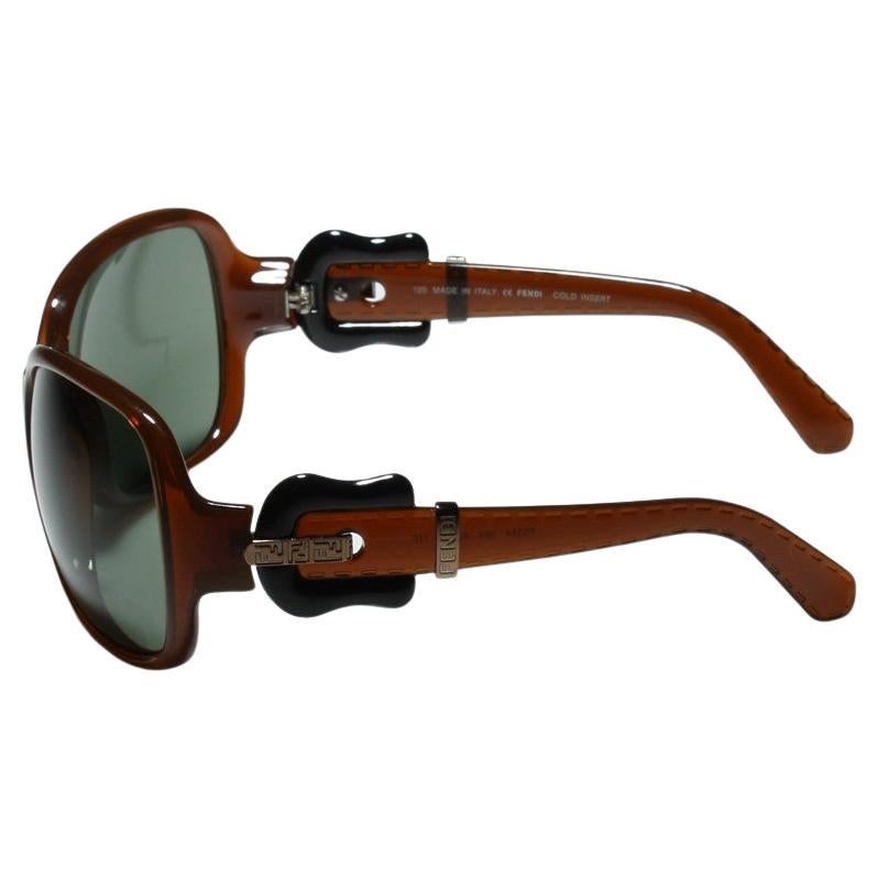 New Fendi brown Buckle Sunglasses with Case