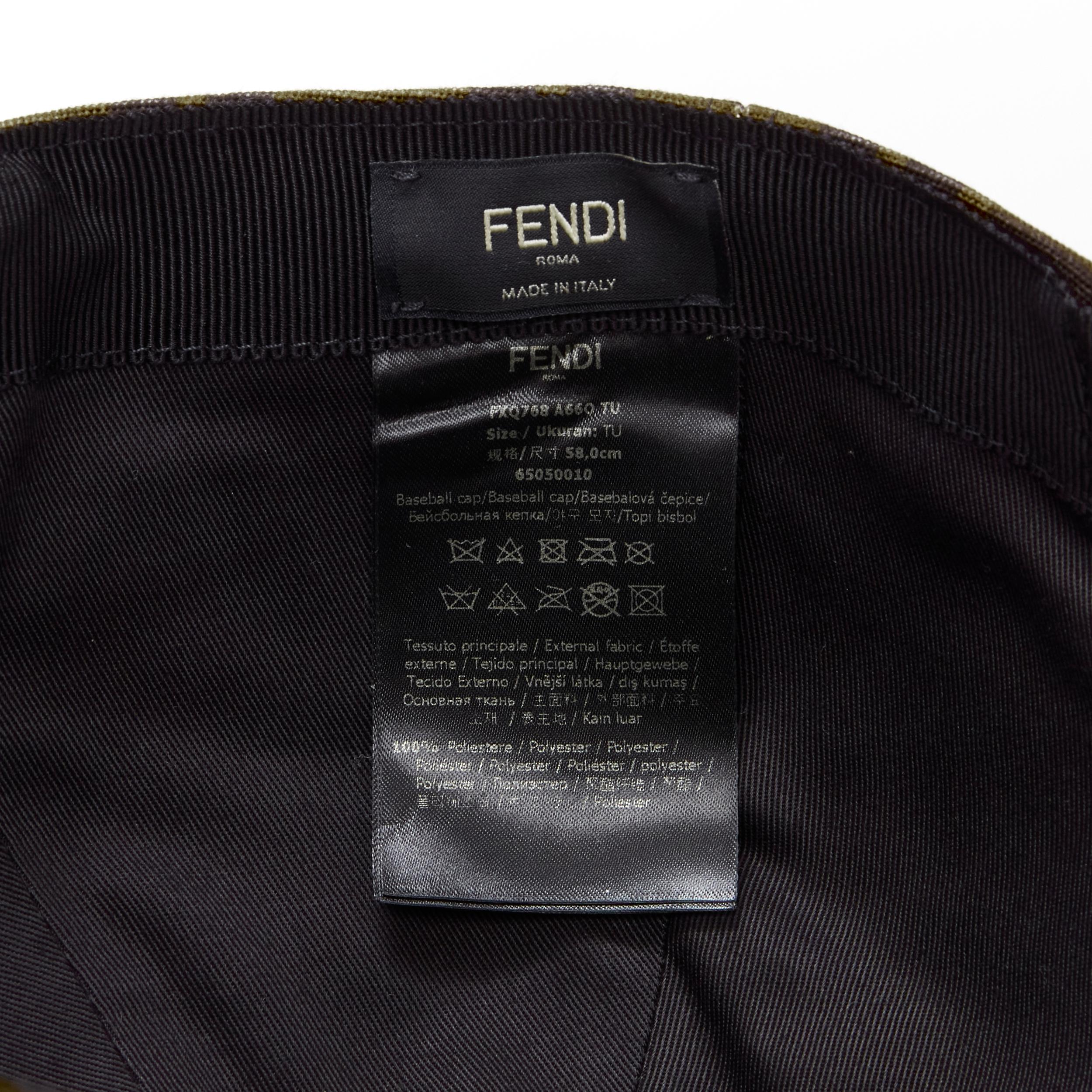 FENDI cape baseball marron Forever FF Zucca avec bordure jaune et monogramme 58 cm 1