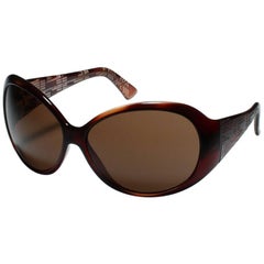 New Fendi Brown Wrap Logo Sunglasses With Case