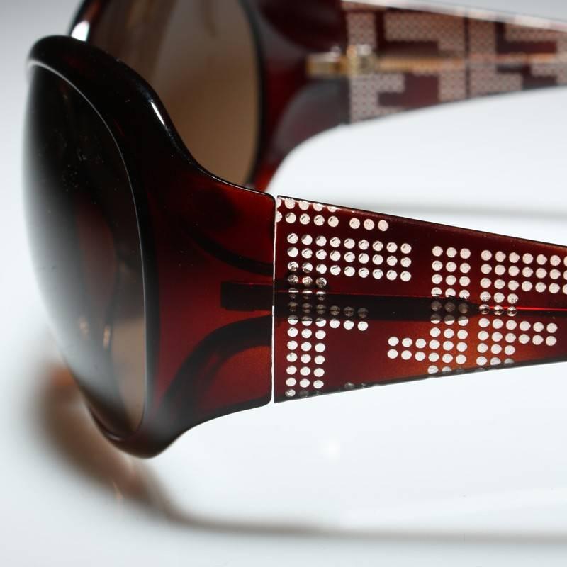 Black New Fendi Brown Wrap Logo Sunglasses With Case