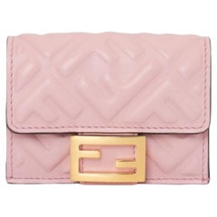 Fendi Candy Pink Baguette Micro FF Monogramm Leder Dreifach-Brieftasche