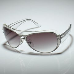 New Fendi Clear Lucite and Silver Sunglasses with Case