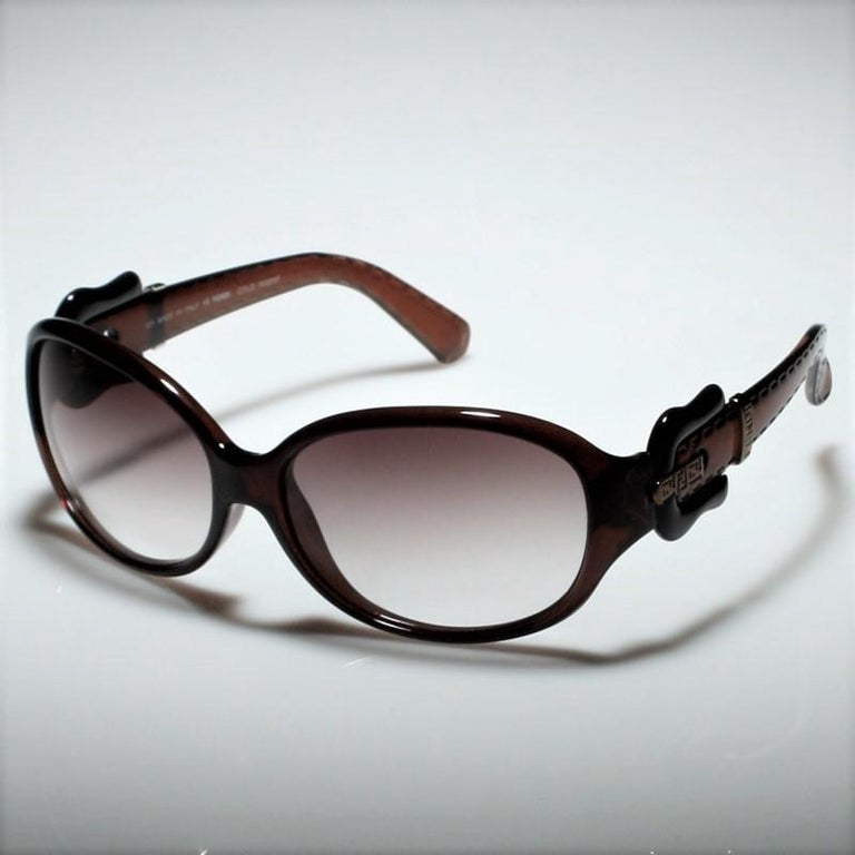 Fendi Dark Brown Vintage Sunglasses with buckle detail FENDI Vintage Sunglasses Square Black Brown Gold Belt Buckle  main image 3