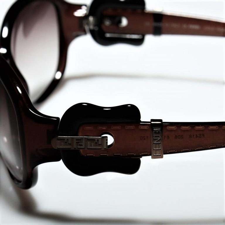 New Fendi Dark Brown Buckle Sunglasses with Case at 1stDibs display picture 1