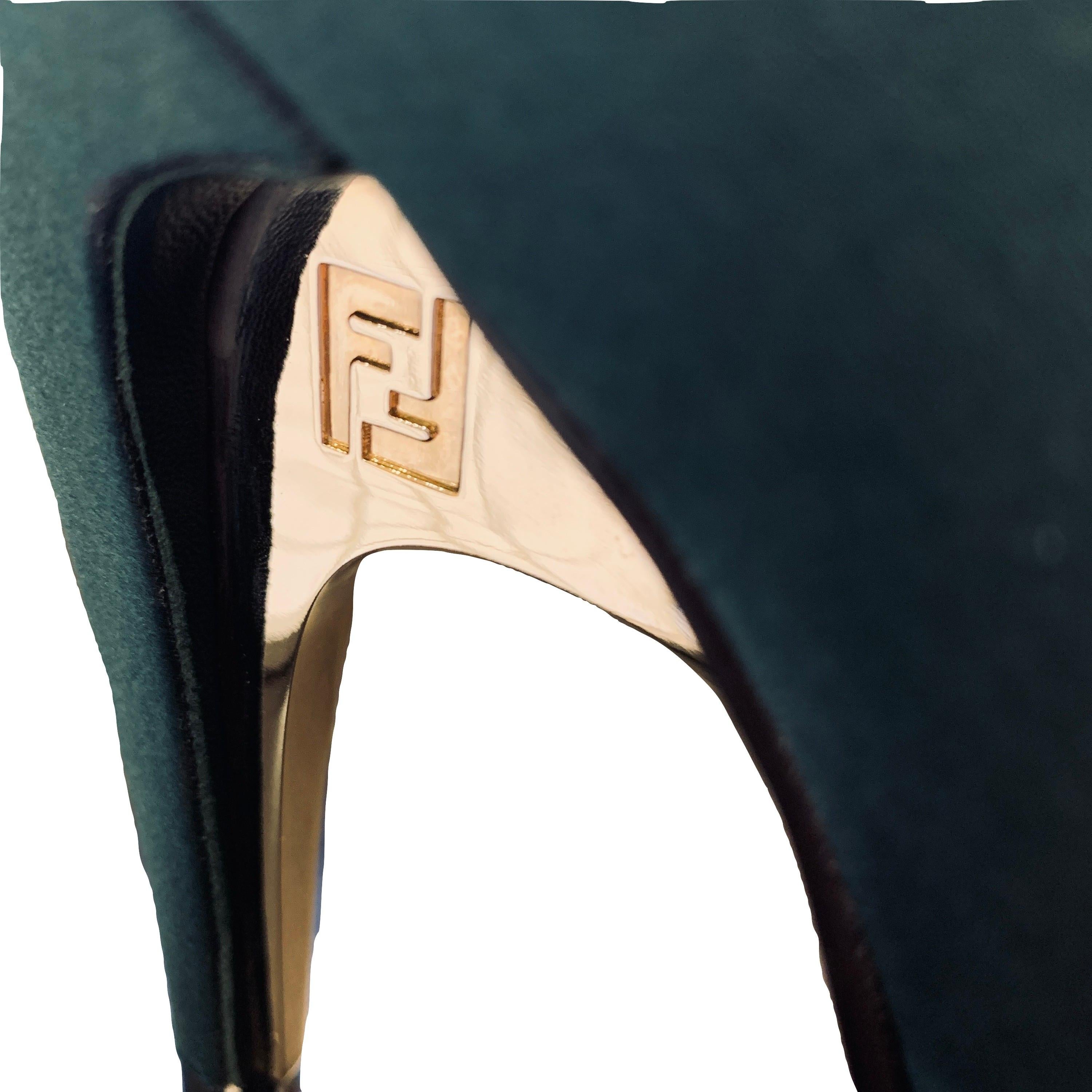 dark green platform heels
