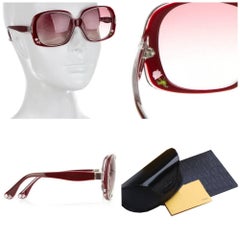 New Fendi Deep Red Rose Inlaid Sunglasses With Case