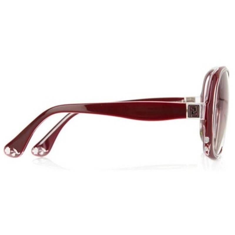 New Fendi Deep Red Rose Inlaid Sunglasses With Case In New Condition In Leesburg, VA
