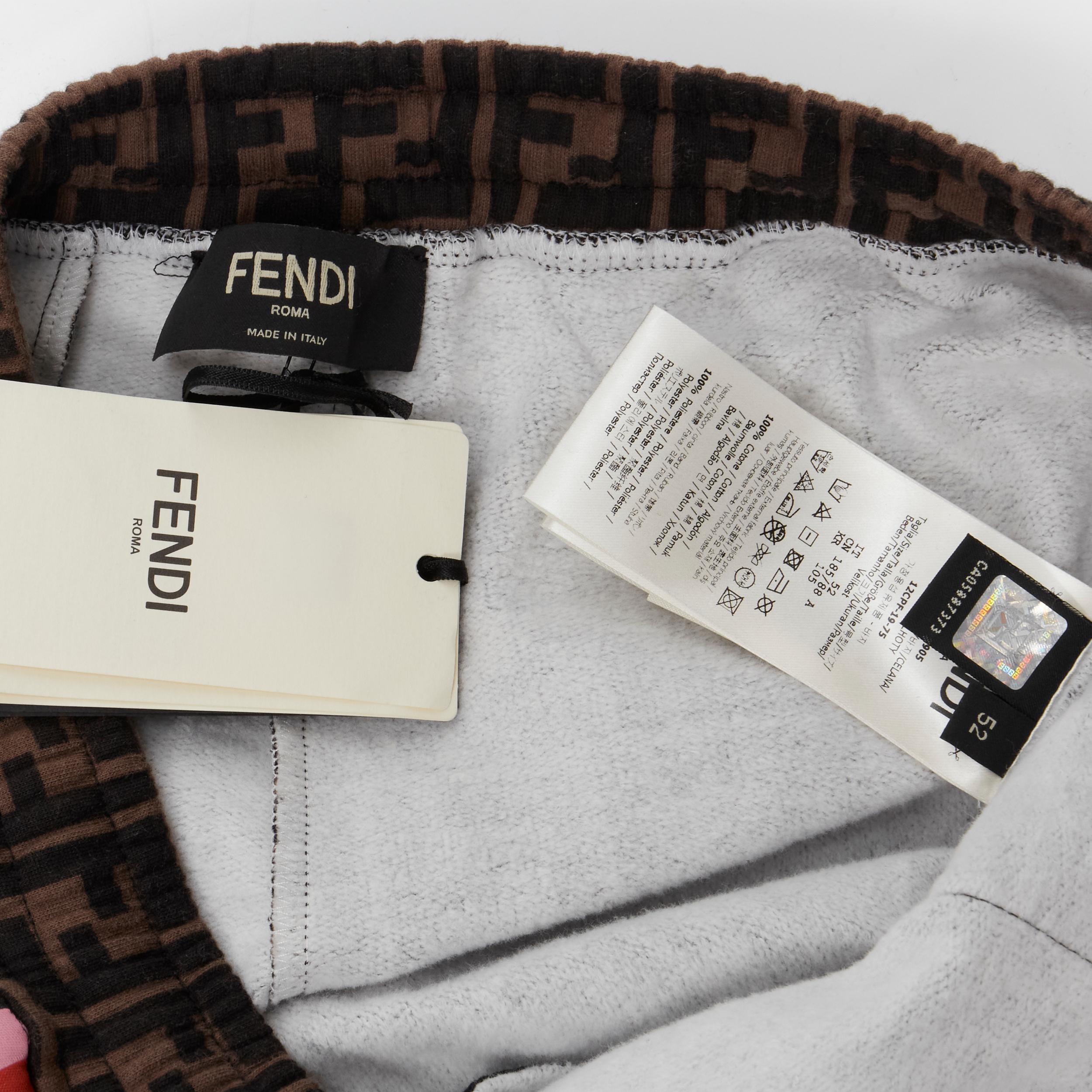 new FENDI FF Zucca monogram rainbow stripe side cotton sweatpants EU52 XL 4