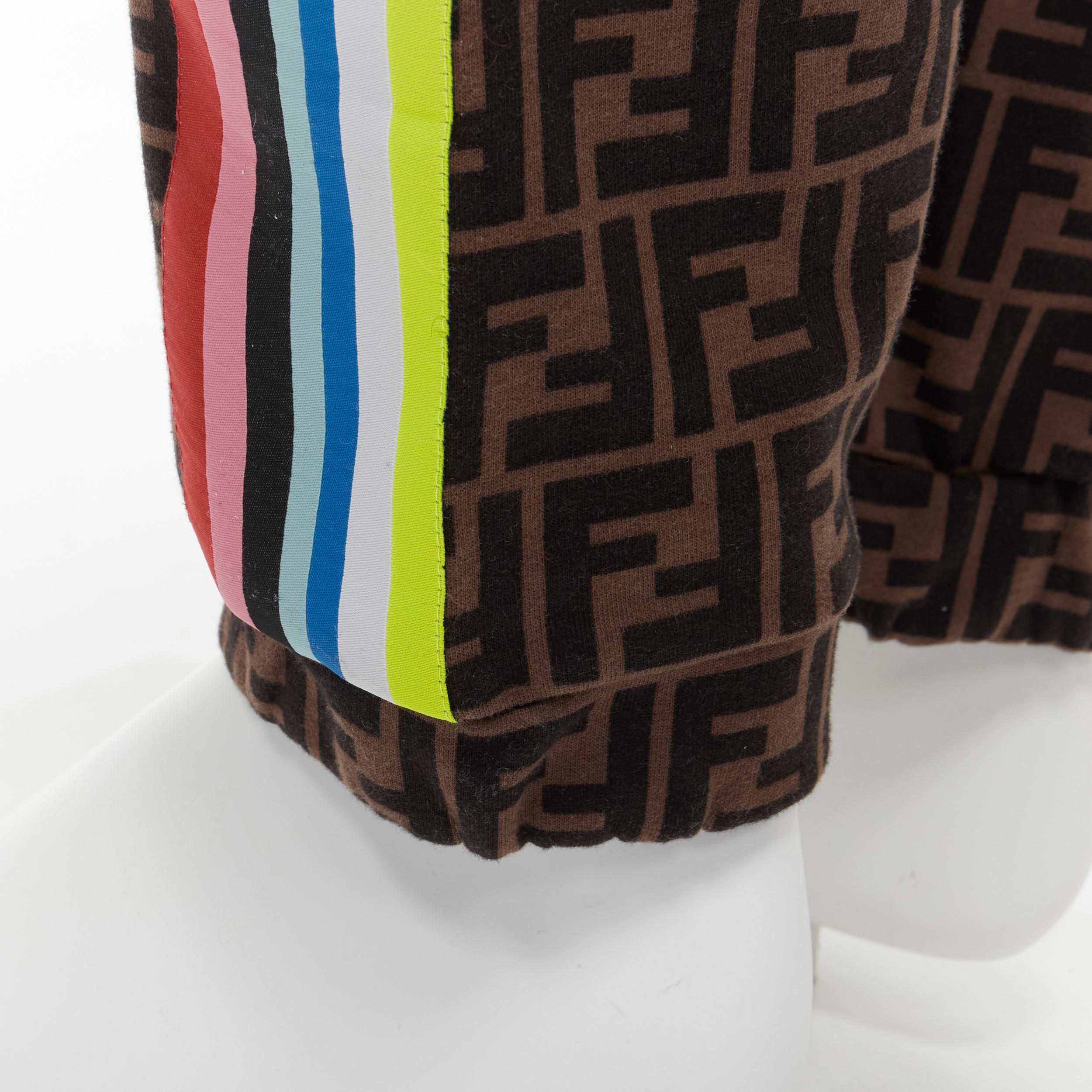 new FENDI FF Zucca monogram rainbow stripe side cotton sweatpants EU52 XL In New Condition In Hong Kong, NT