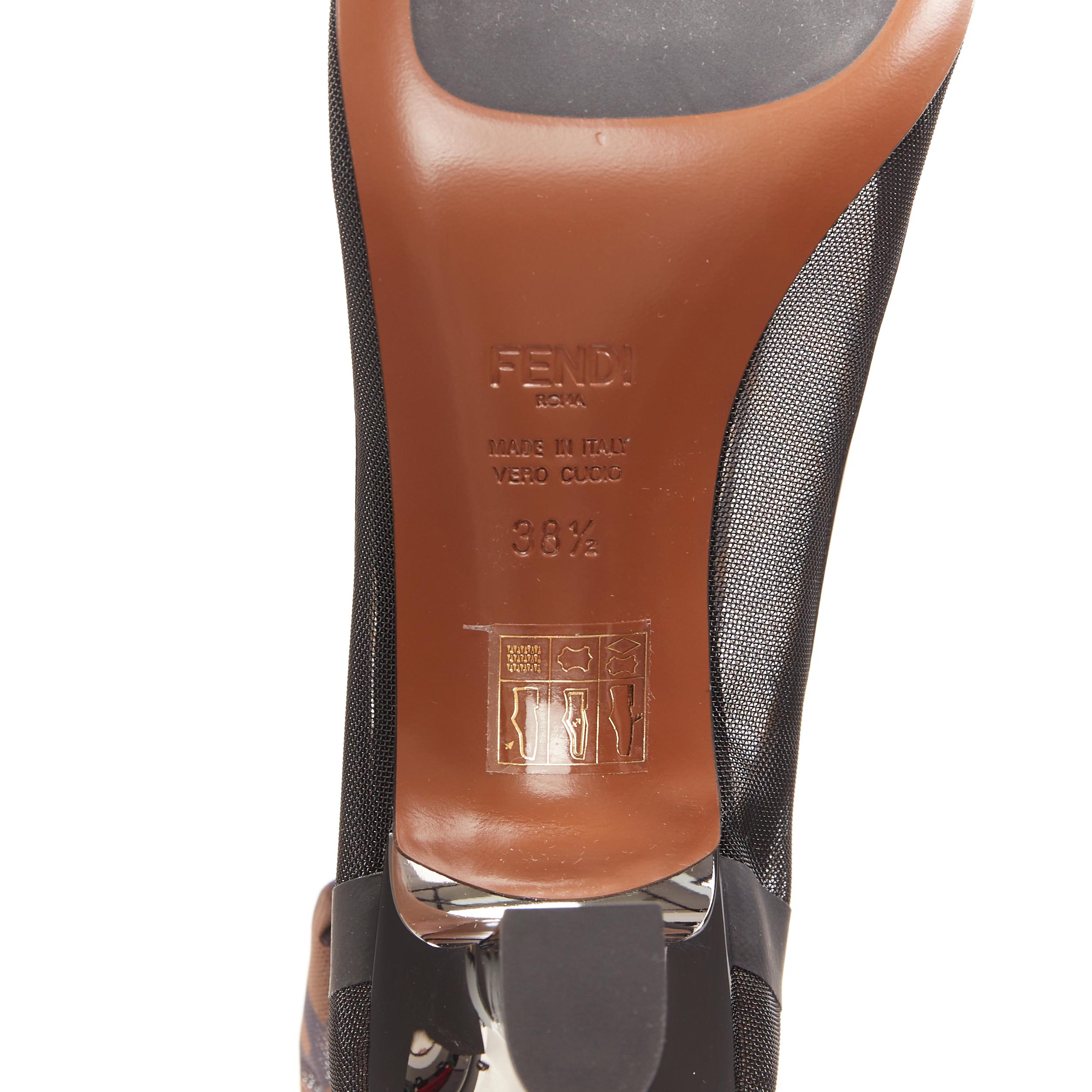 new FENDI FF Zucca monogram sock black silver kitten heel bootie pump EU38.5 3