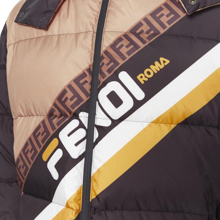 new FENDI Fila black beige Zucca monogram goose down puffer EU50 L at 1stDibs | fendi fila jacket