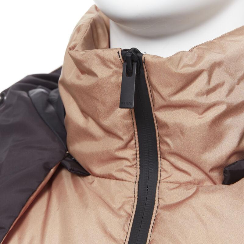 Men's new FENDI Fila Mania black beige Zucca monogram goose down puffer jacket EU50 L