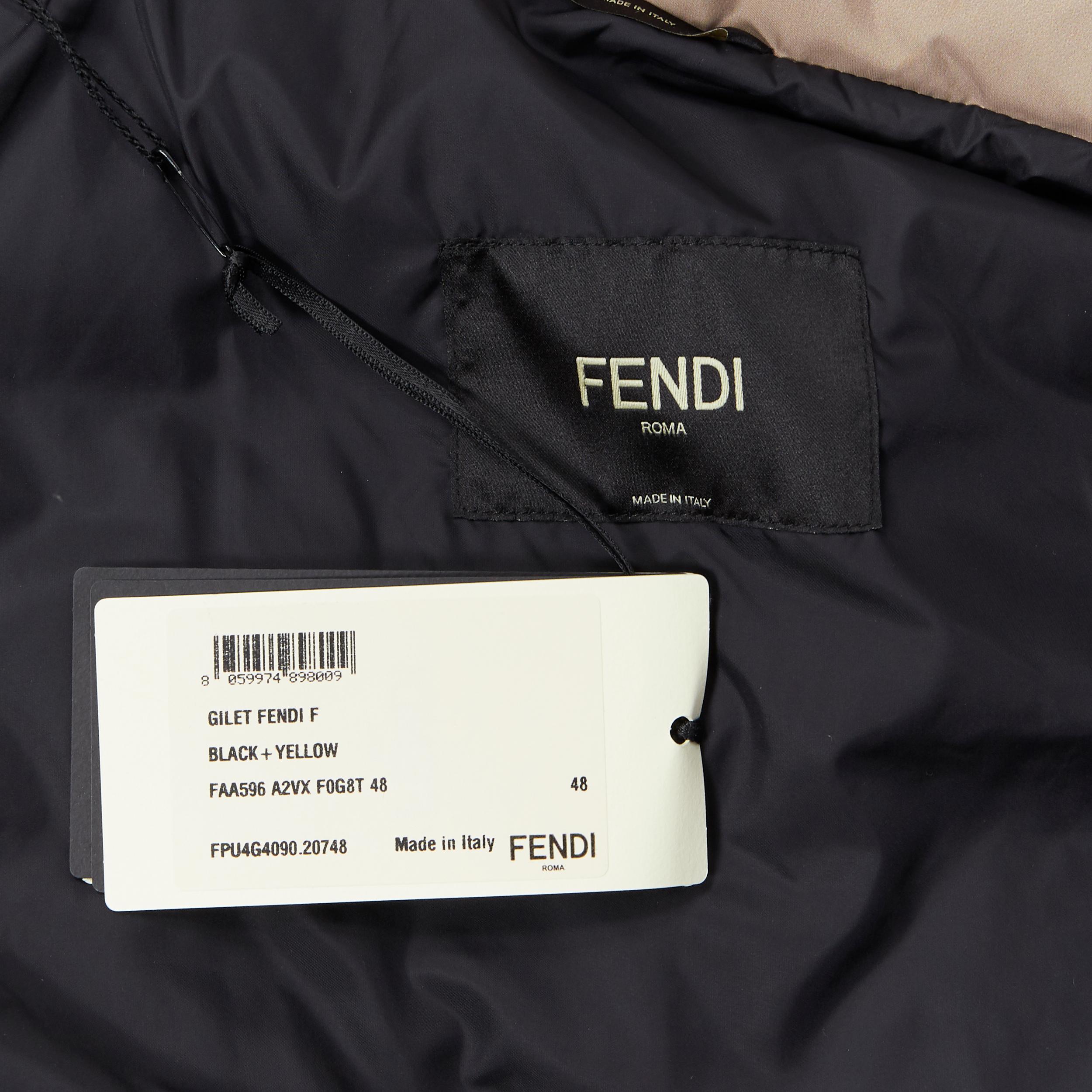 new FENDI Fila Mania black beige Zucca monogram logo goose down puffer vest EU48 3