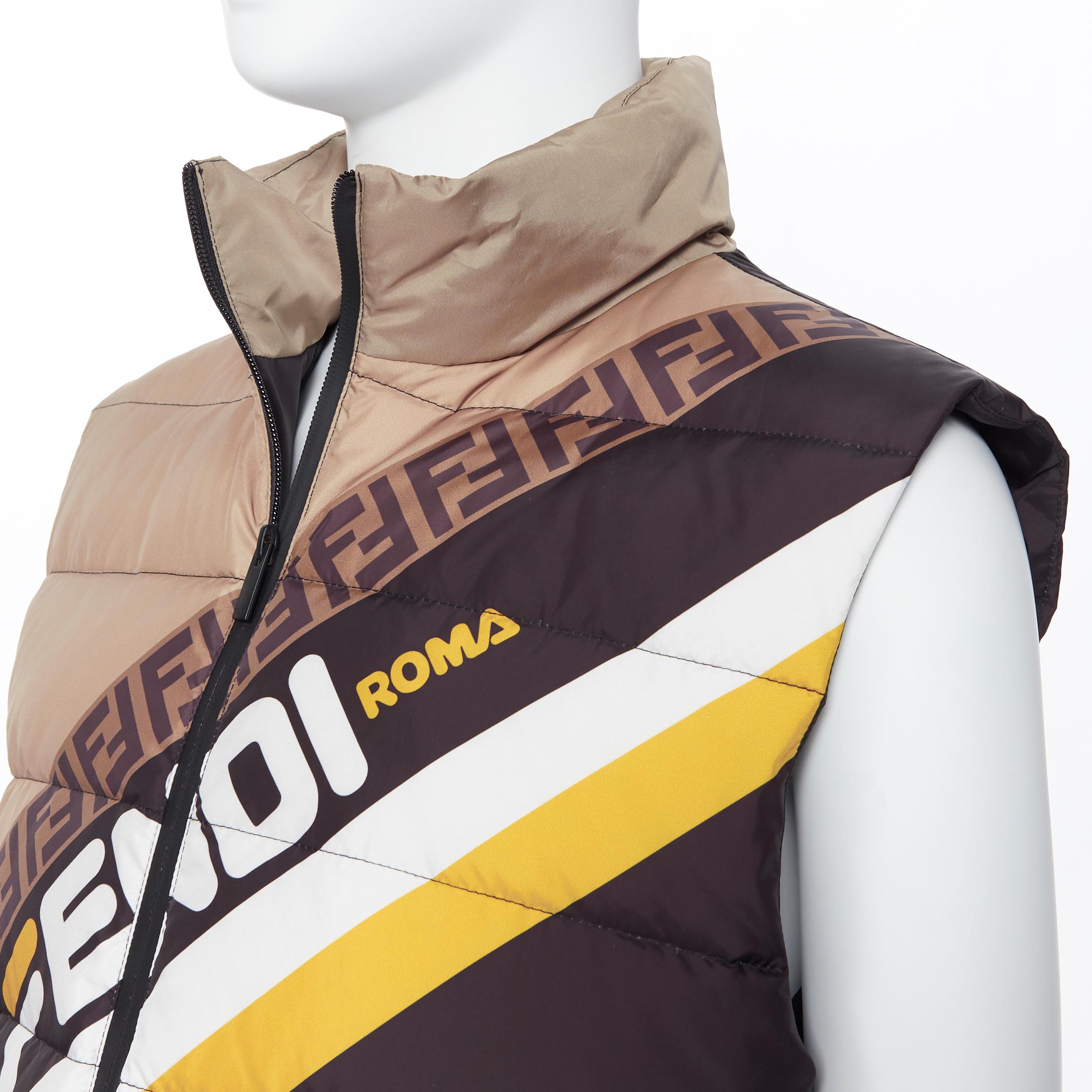 new FENDI Fila Mania black beige Zucca monogram logo goose down puffer vest  EU48 at 1stDibs | fendi puffer vest, fendi vest