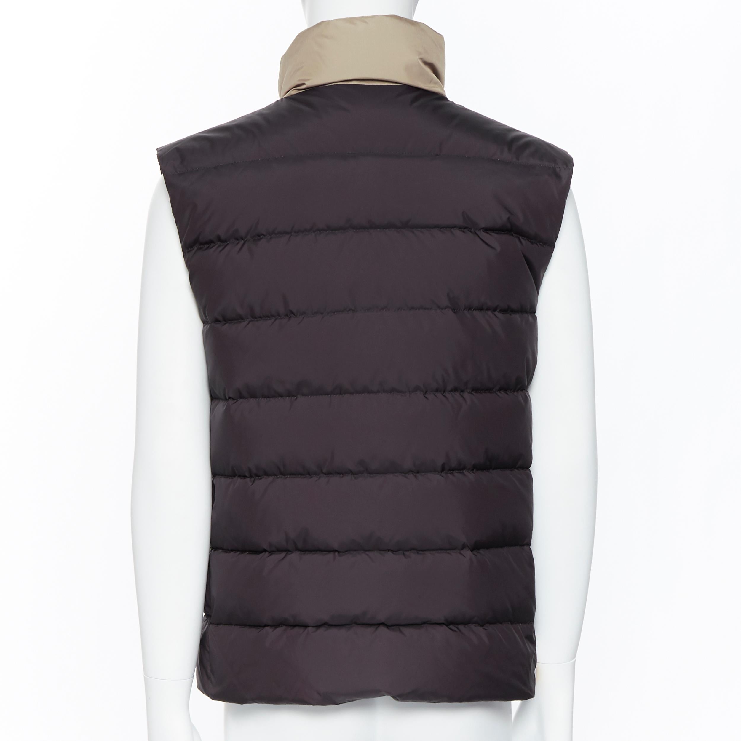 new FENDI Fila Mania black beige Zucca monogram logo goose down puffer vest EU48 In New Condition In Hong Kong, NT