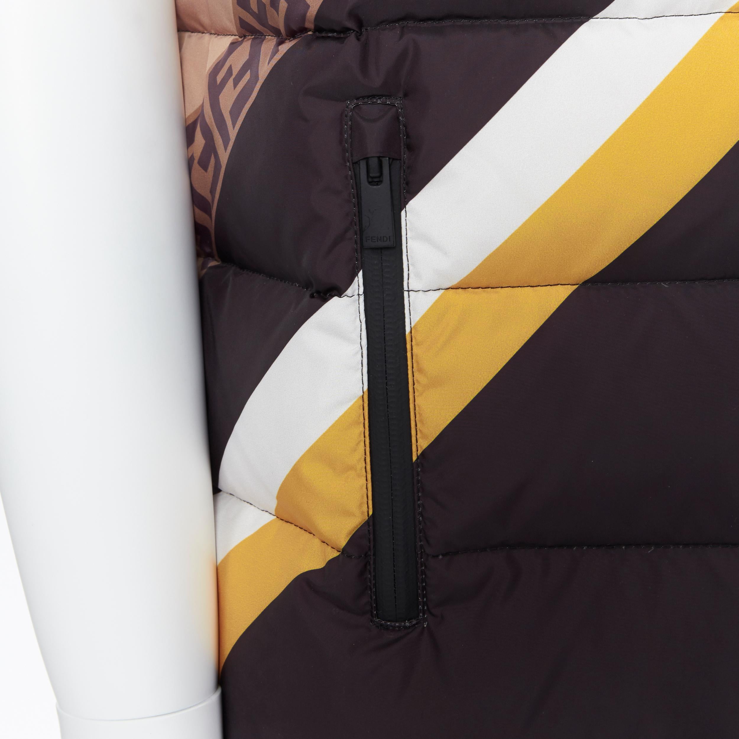 new FENDI Fila Mania black beige Zucca monogram logo goose down puffer vest EU48 1