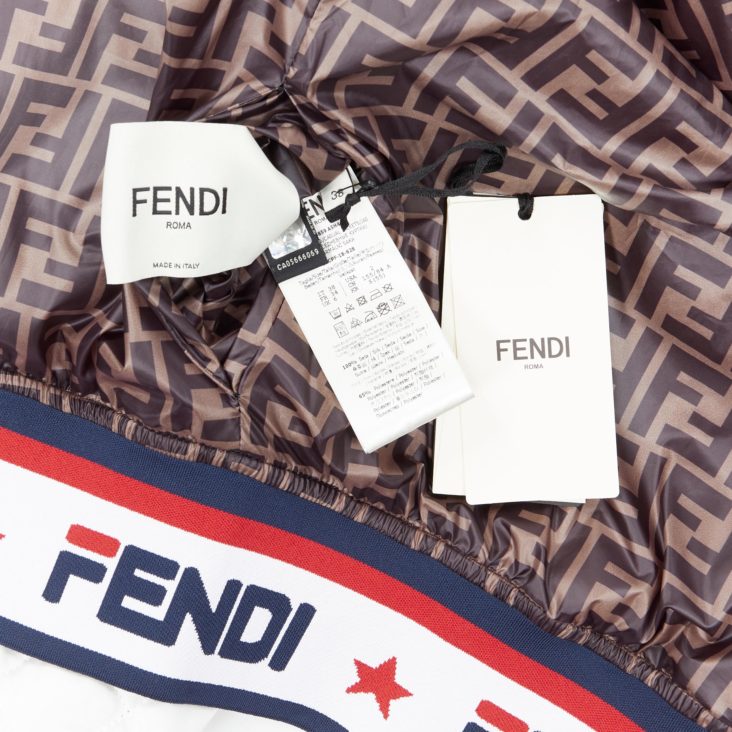new FENDI FILA reversible colorblocked silk Zucca monogram bomber jacket IT38 XS 4