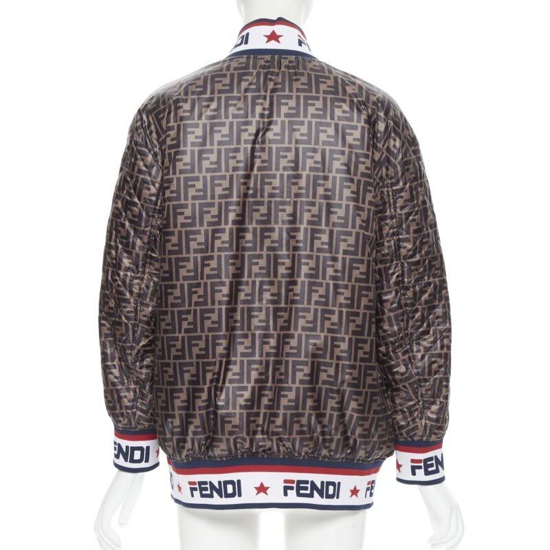 new FENDI FILA reversible colorblocked silk Zucca monogram bomber jacket IT38 XS at 1stDibs fendi collar jacket