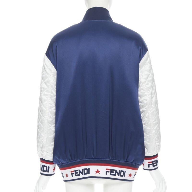 Women's new FENDI FILA reversible colorblocked silk Zucca monogram bomber jacket IT38 XS For Sale