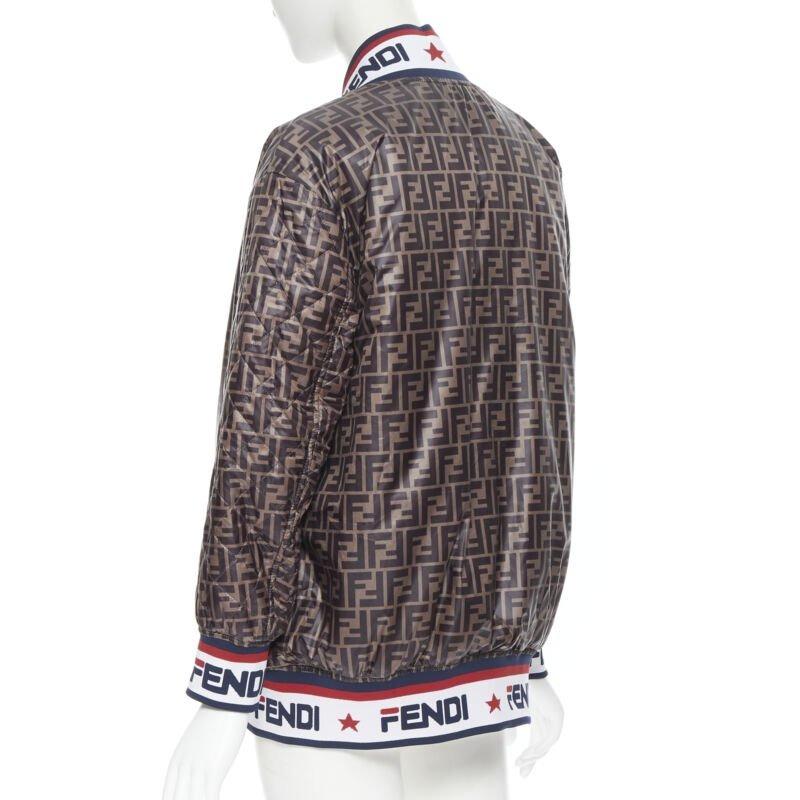 new FENDI FILA reversible colorblocked silk Zucca monogram bomber jacket IT38 XS For Sale 1