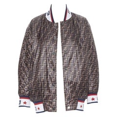 new FENDI FILA reversible colorblocked silk Zucca monogram bomber jacket IT38 XS
