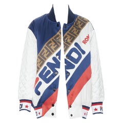 new FENDI FILA reversible colorblocked silk Zucca monogram bomber jacket IT40 S