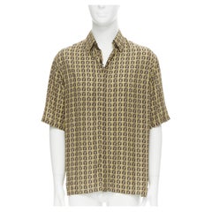 new FENDI Forever Bamboo FF Zucca interwoven print bowling summer shirt EU39 M