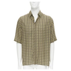 new FENDI Forever Bamboo FF Zucca woven print bowling summer shirt EU40 L