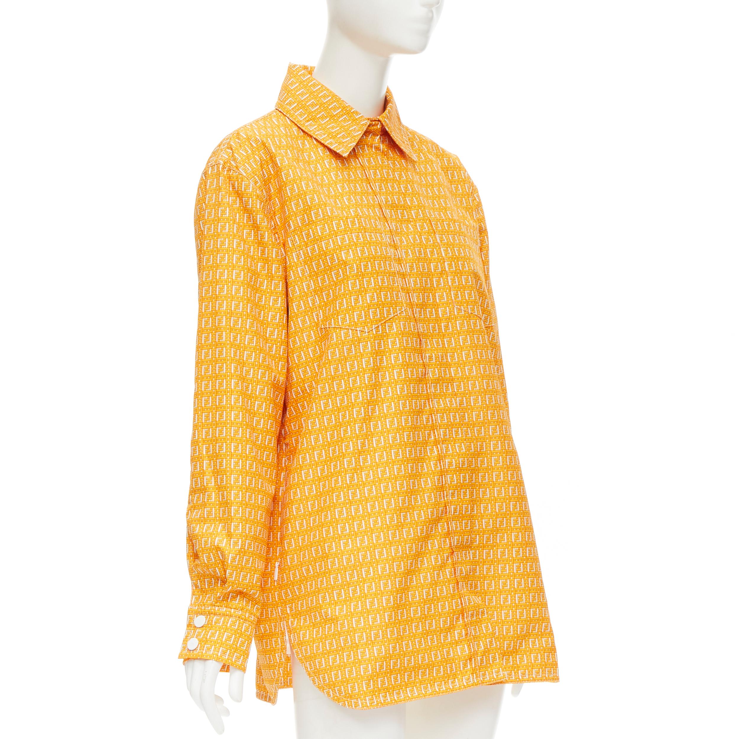 Orange new FENDI Forever Fendi woven FF Zucca logo print nylon windbreaker shirt IT40 S For Sale