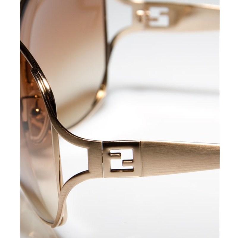 New Fendi Gold Aviator Sunglasses with Case For Sale 2