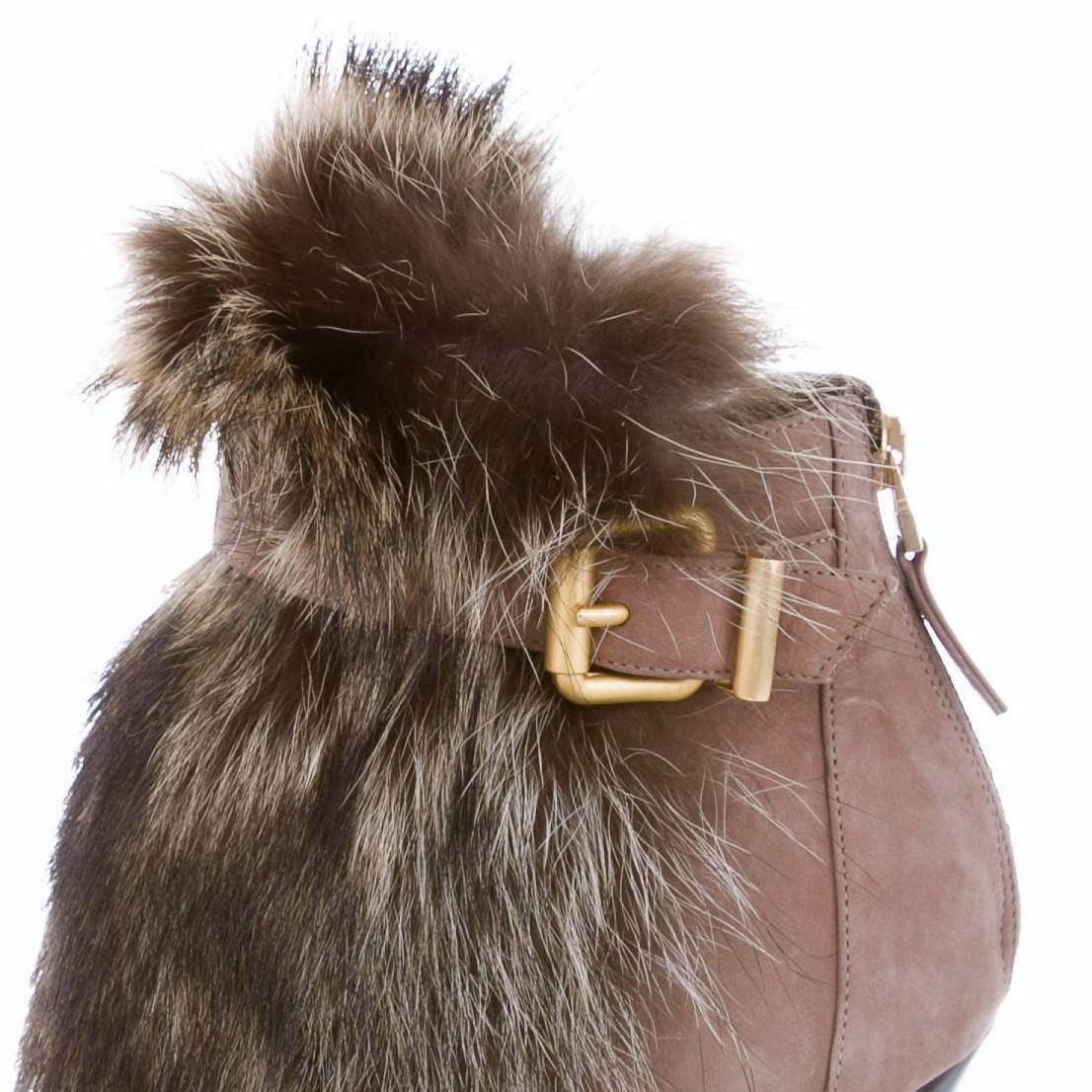 Donna Nuovo Fendi Karl Lagerfeld for Fendi Pelliccia e Piattaforma Stivali Scamosciati Stivali Sz 39