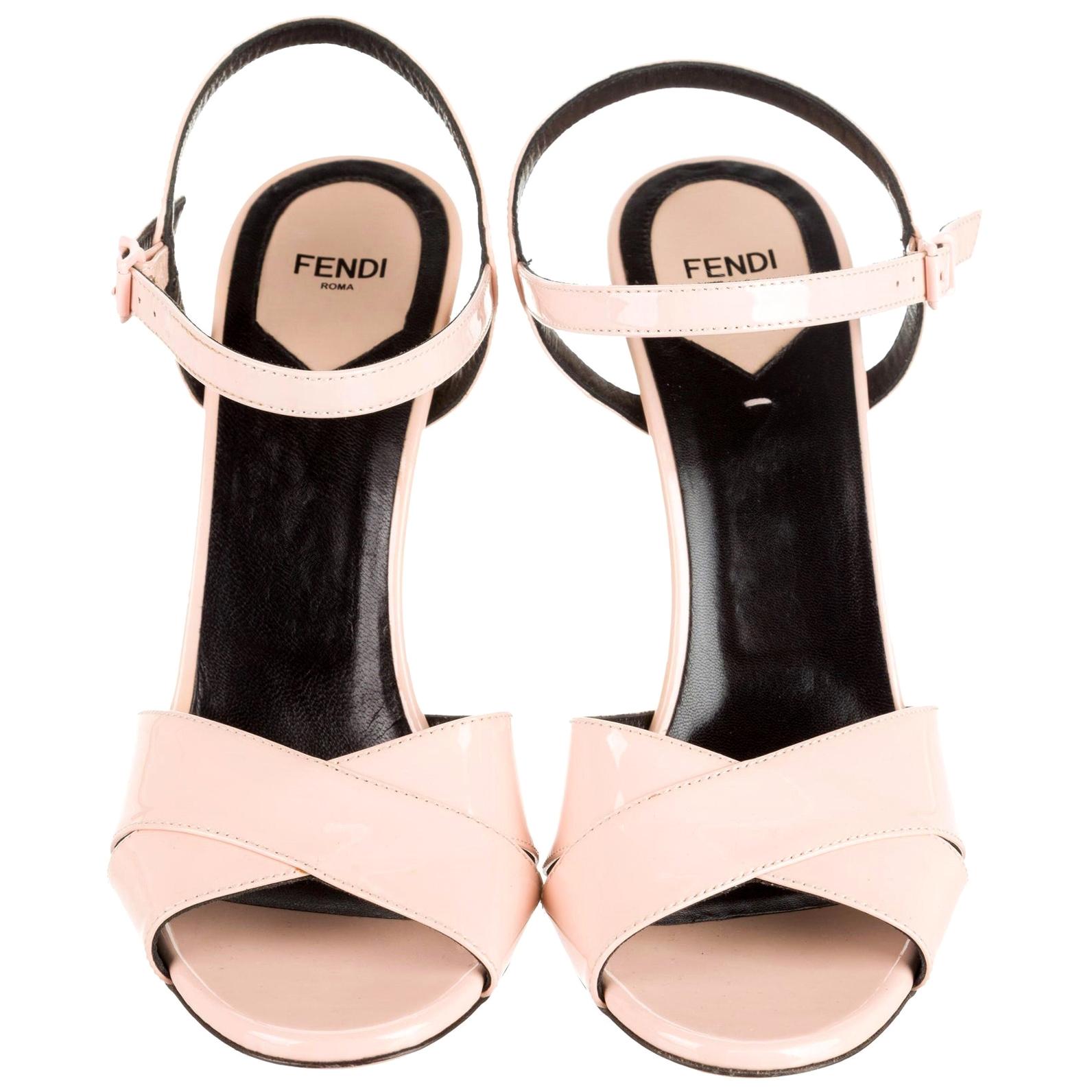 Karl Lagerfeld for Fendi 
Brand New with Box & Extra Heel Tips
Leather Metal Heels
Runway Spring 2014
Stunning Milky Pale Blush Pink
Heels: 4.75