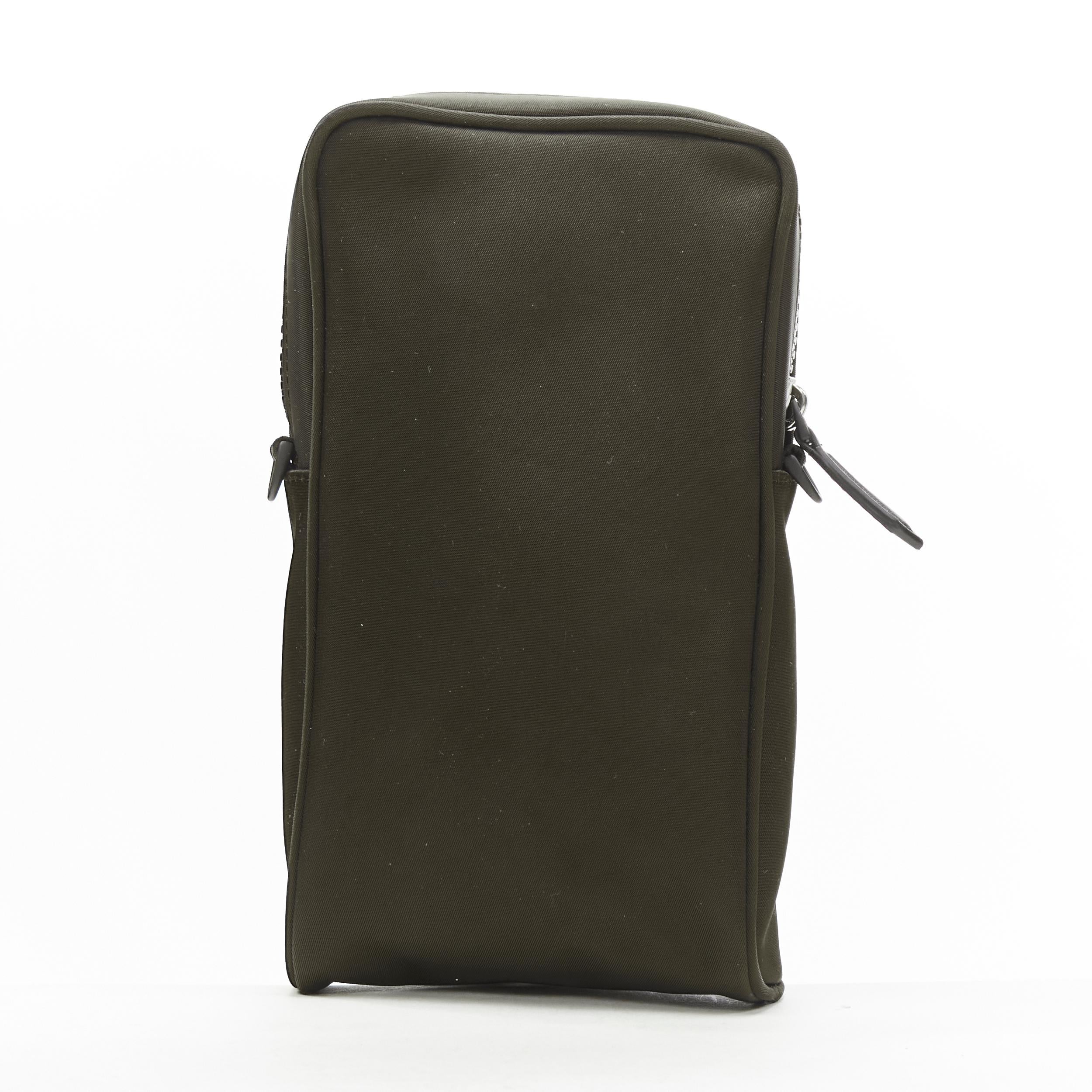Black new FENDI KIM JONES 2022 dark green nylon FF Vertical Baguette crossbody bag For Sale