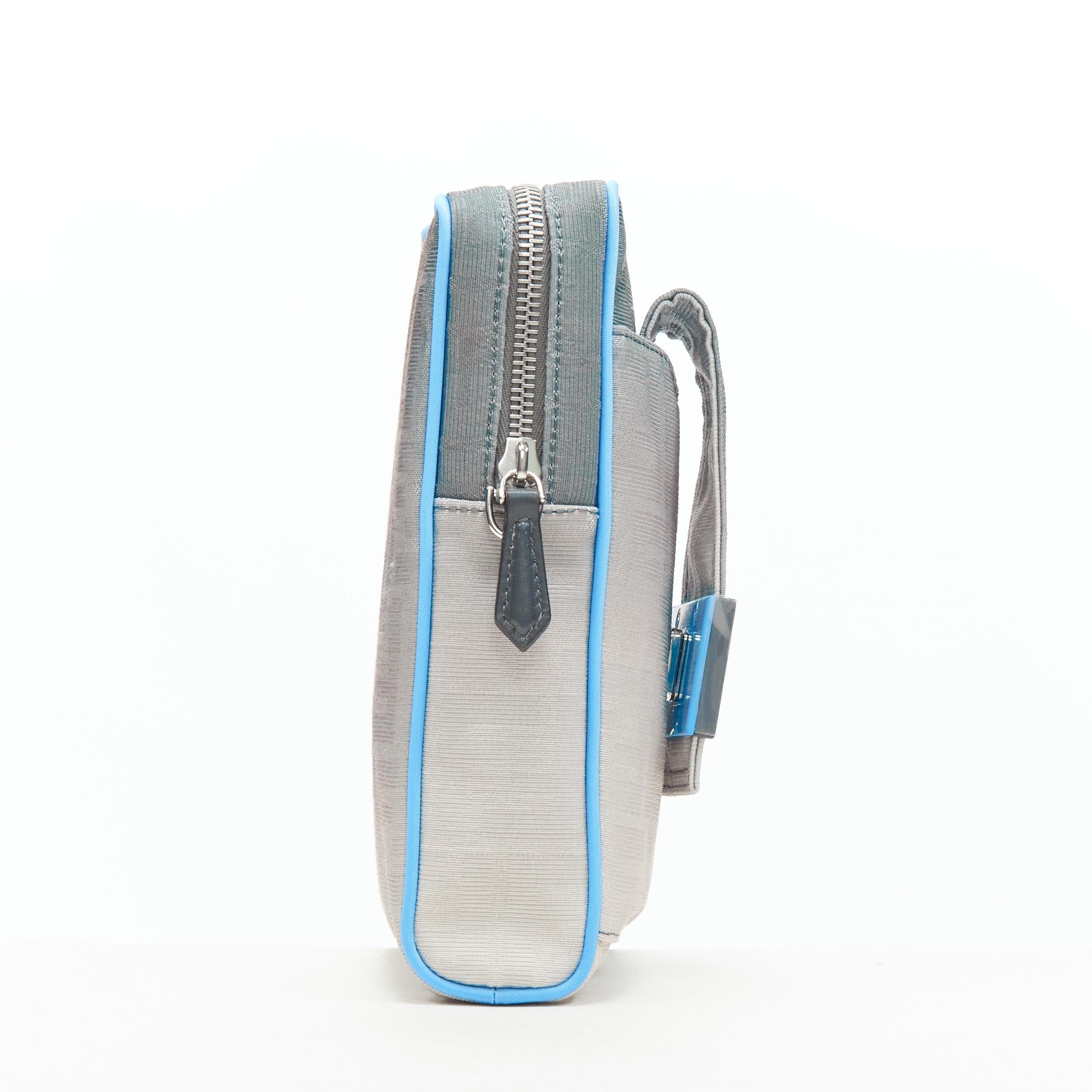 Gray new FENDI KIM JONES 2022 grey gradient FF Zucca Vertical Baguette crossbody bag For Sale