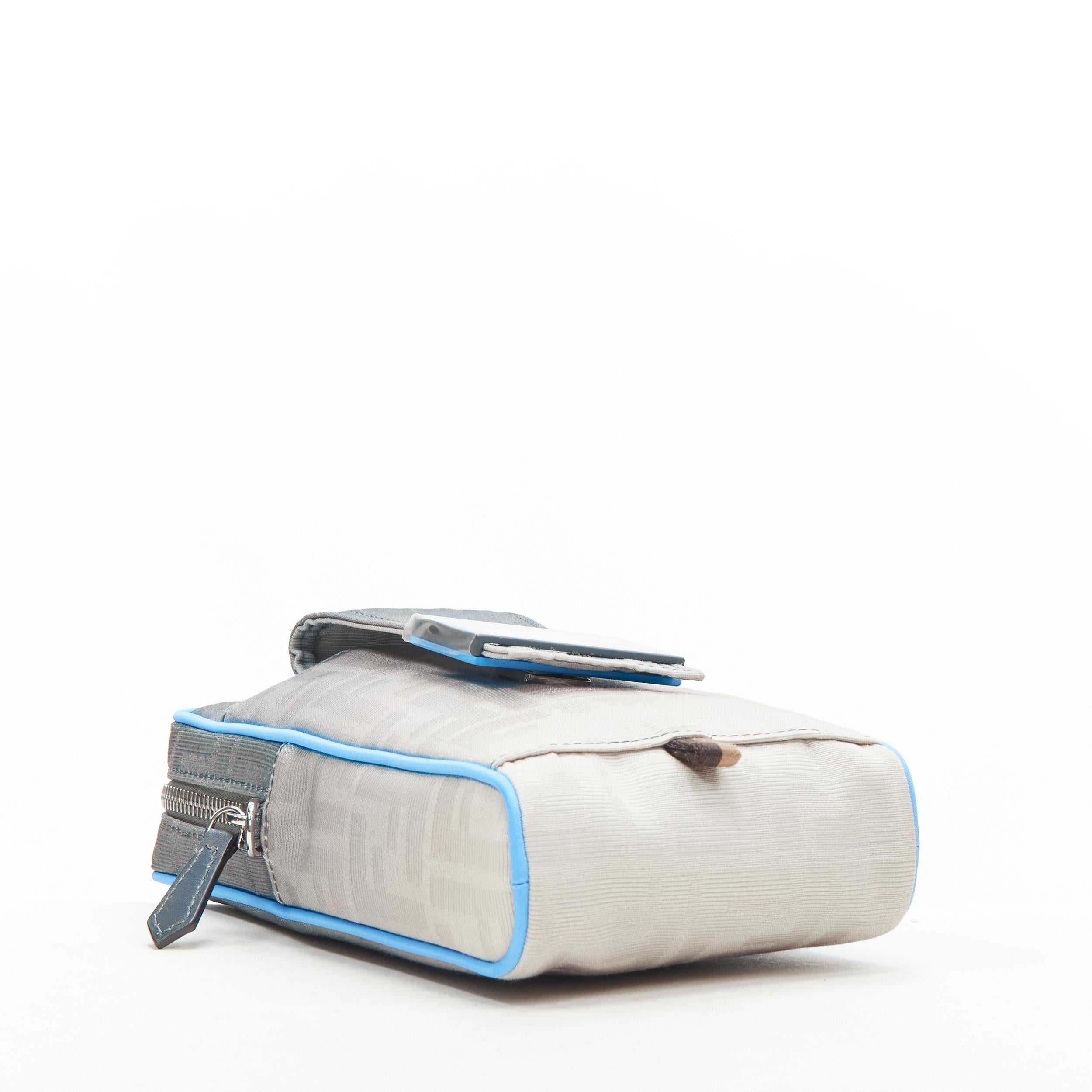 Men's new FENDI KIM JONES 2022 grey gradient FF Zucca Vertical Baguette crossbody bag For Sale