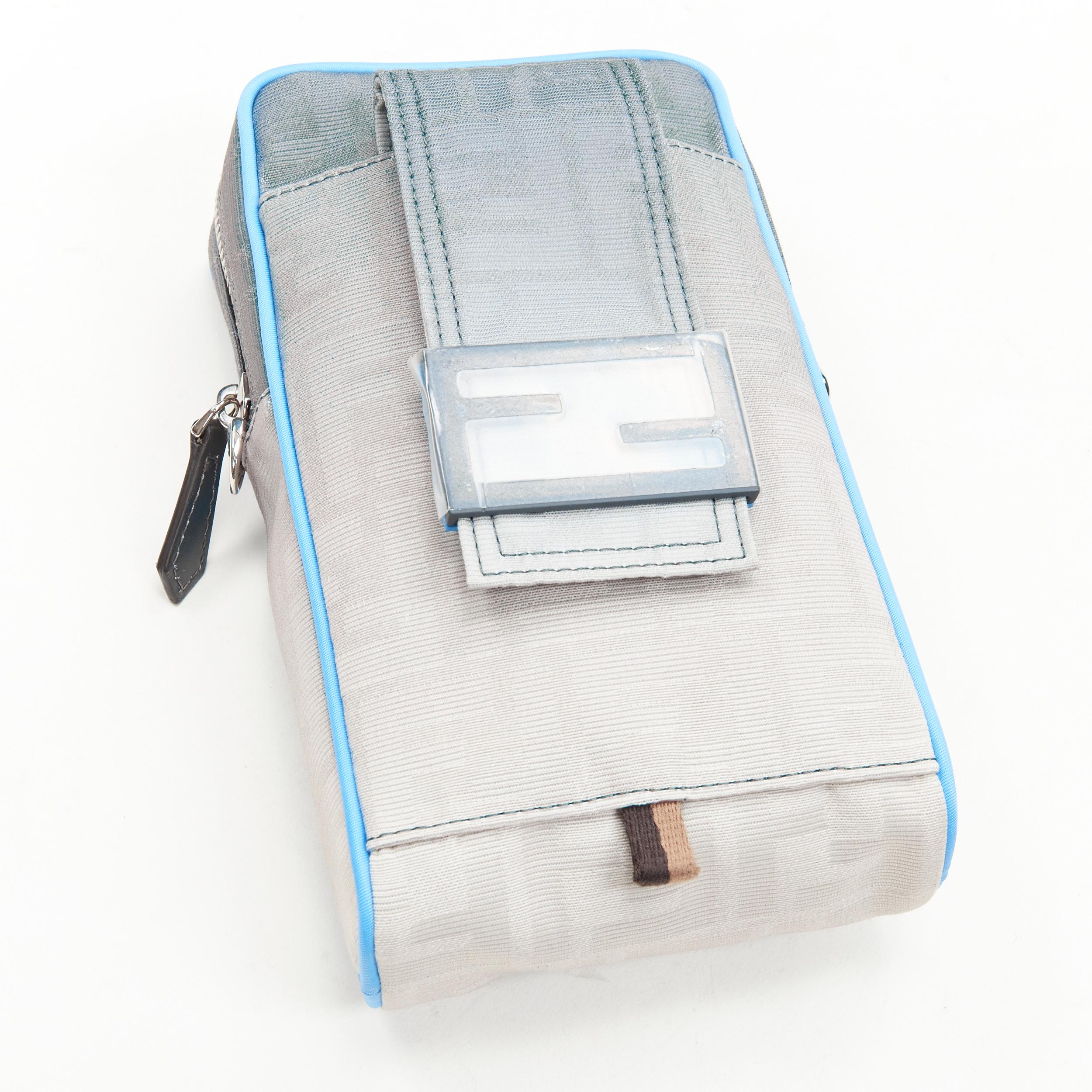 new FENDI KIM JONES 2022 grey gradient FF Zucca Vertical Baguette crossbody bag For Sale 2