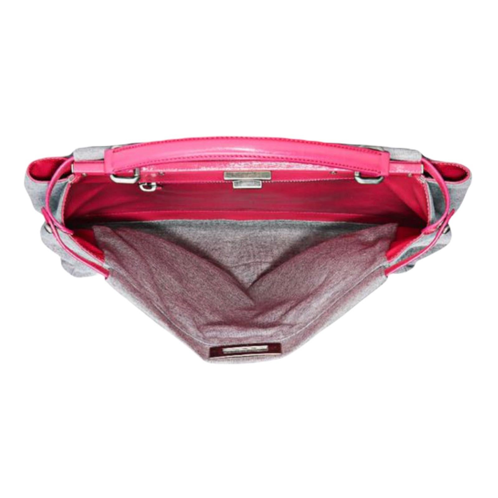 Fendi - Grand sac Peekaboo en cuir rose et gris en édition limitée avec sangle, état neuf en vente 2