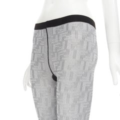 new FENDI metallic silver FF Zucca monogram logo sheer tights Sz. 1 XS