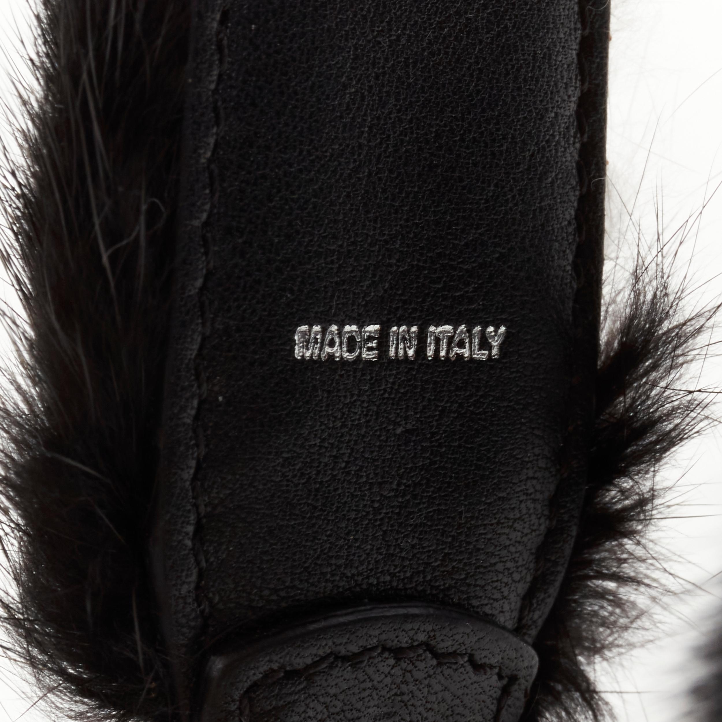 Black new FENDI Mini Strap You black white fur short handle bag strap For Sale