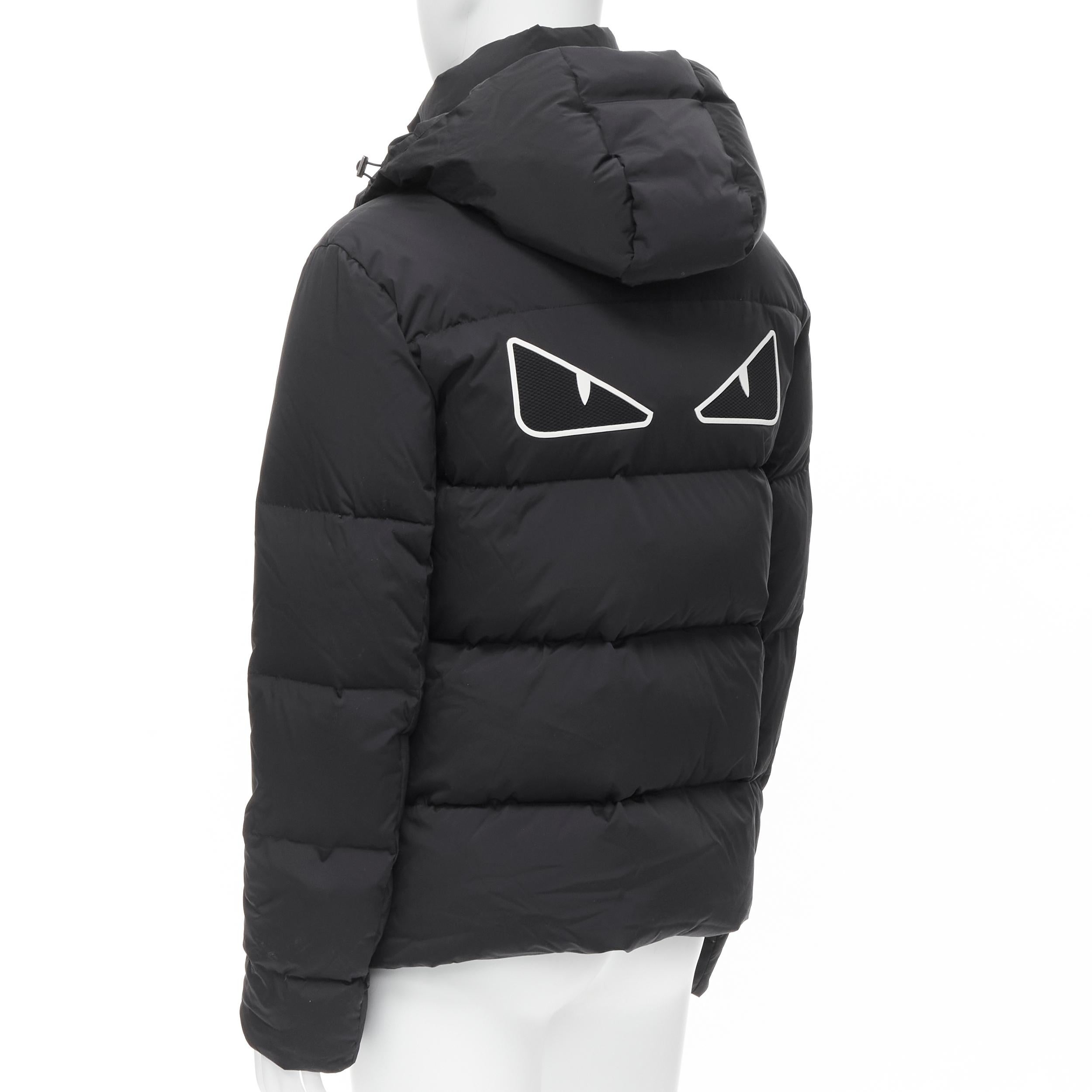 new FENDI Monster Bug Eye black nylon goose down puffer jacket IT50 L In New Condition In Hong Kong, NT