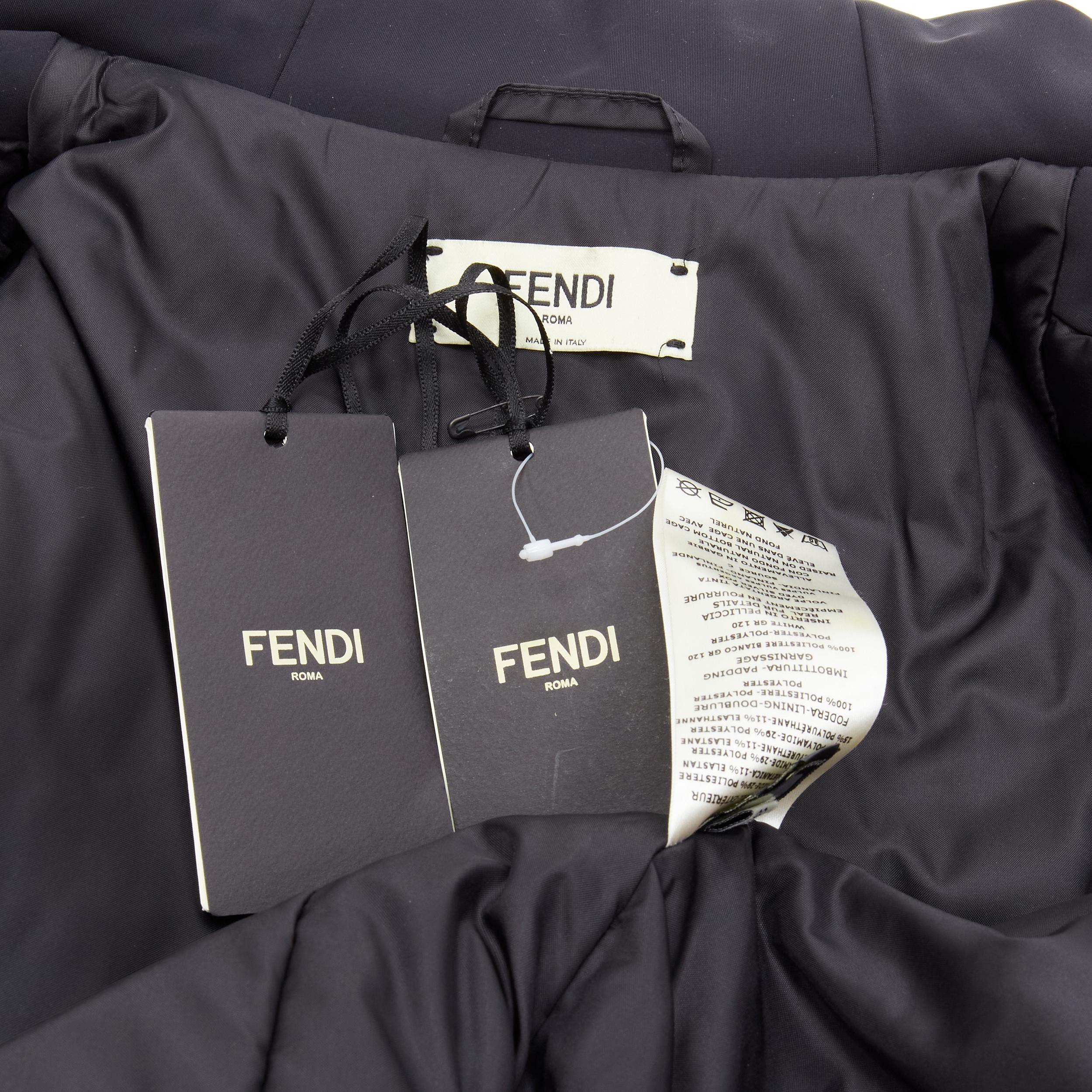 new FENDI Monster Bug Eye black yellow fur trim ski jacket IT38 XS For Sale 3