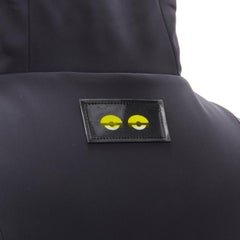 new FENDI Monster Bug Eye black yellow fur trim ski jacket IT38 XS