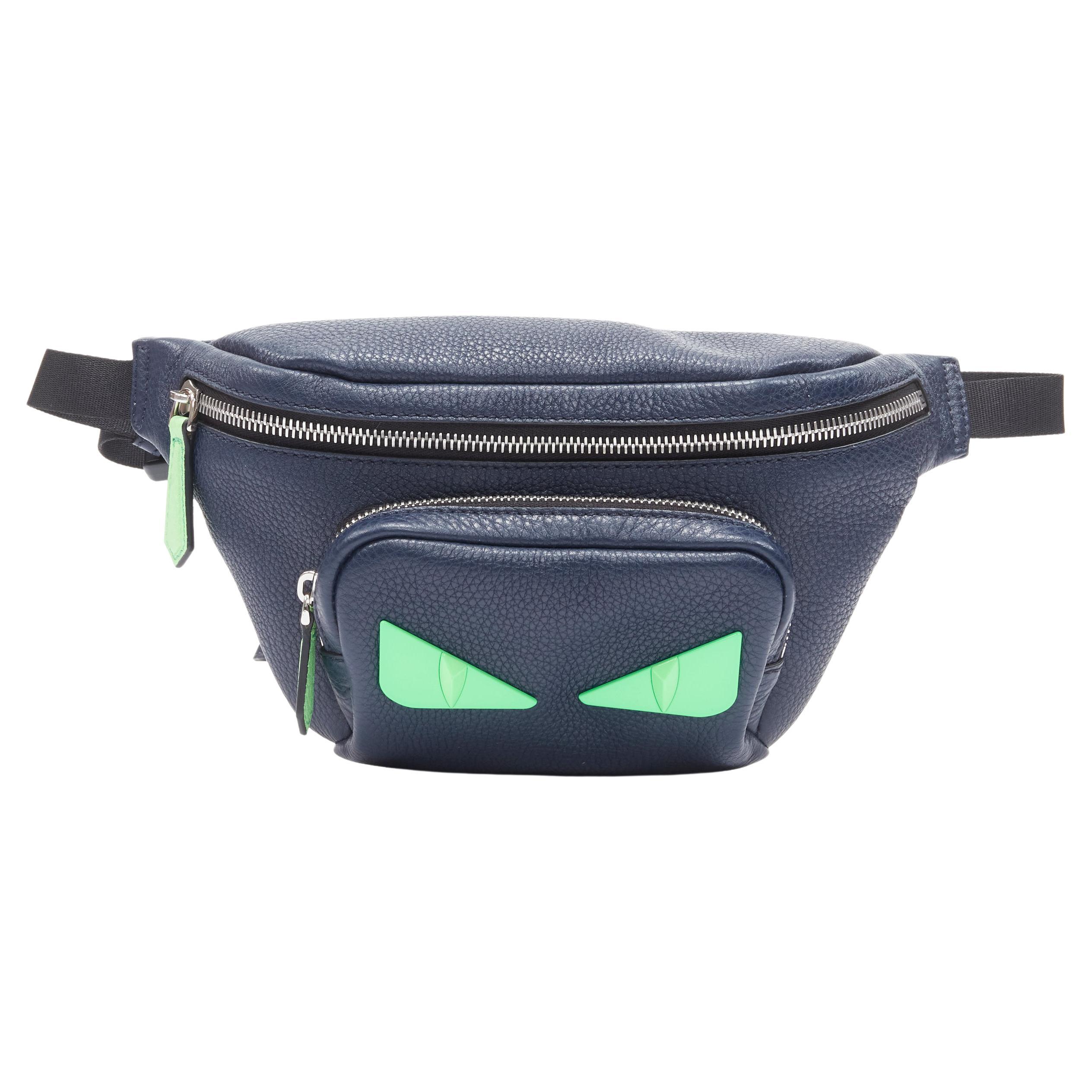 new FENDI Monster Bug eye navy blue neon green crossbody waist belt bag
