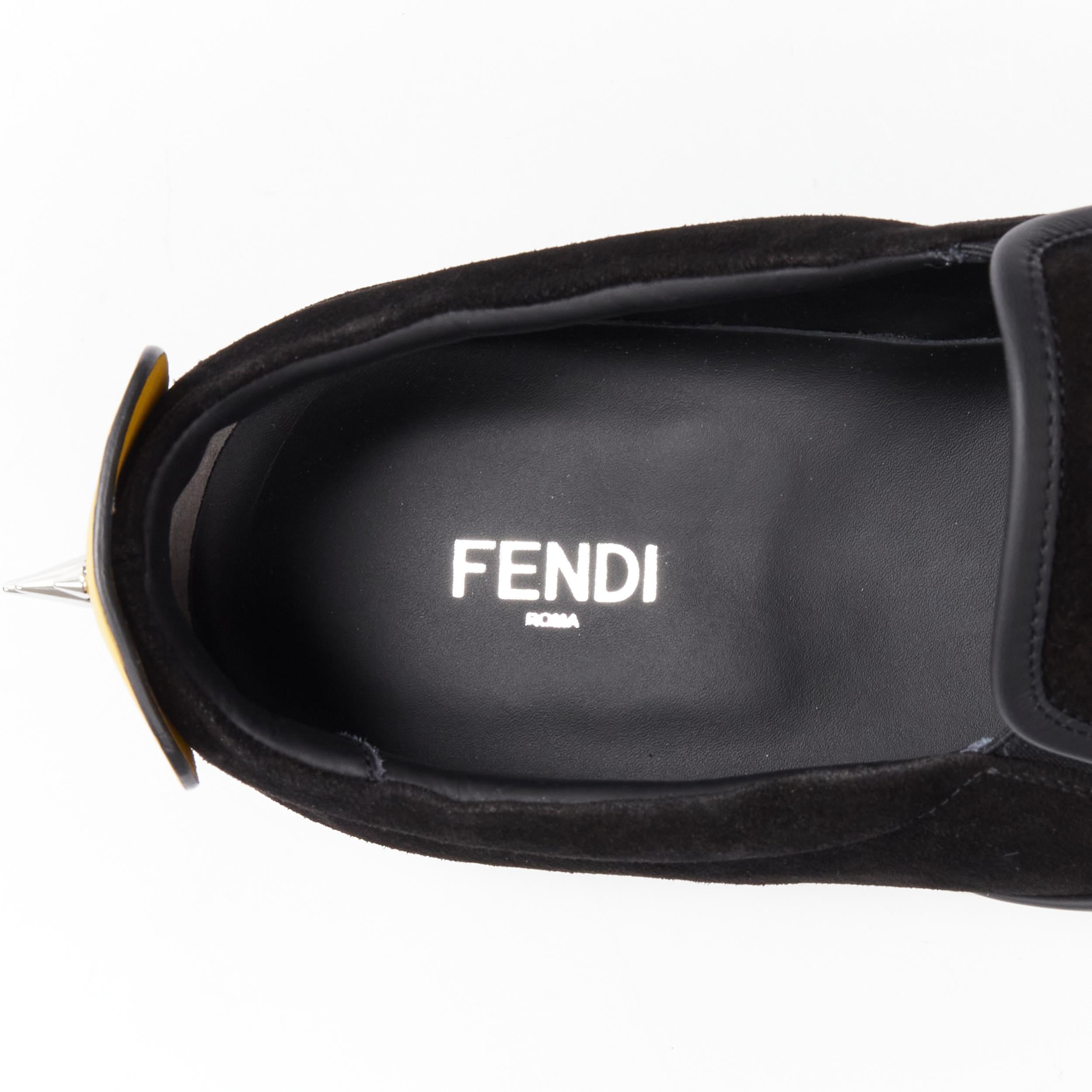 new FENDI Monster Bug Eye yellow black suede low top skate sneakers UK10 EU44 3