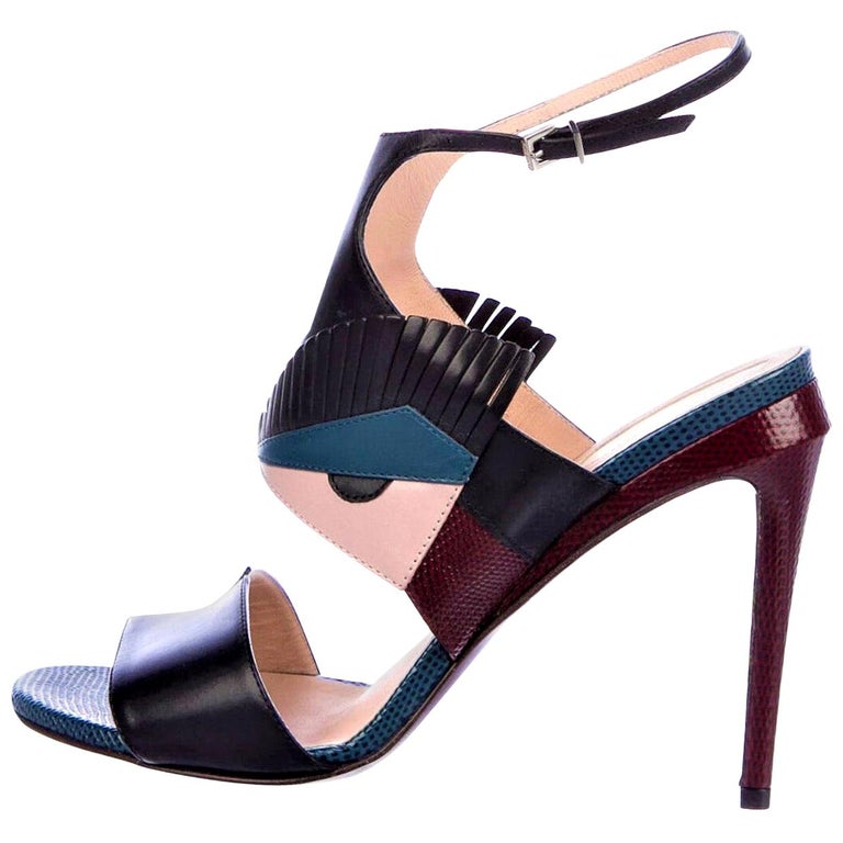 New Fendi Monster Bugs Leather Heels Size 38 For Sale