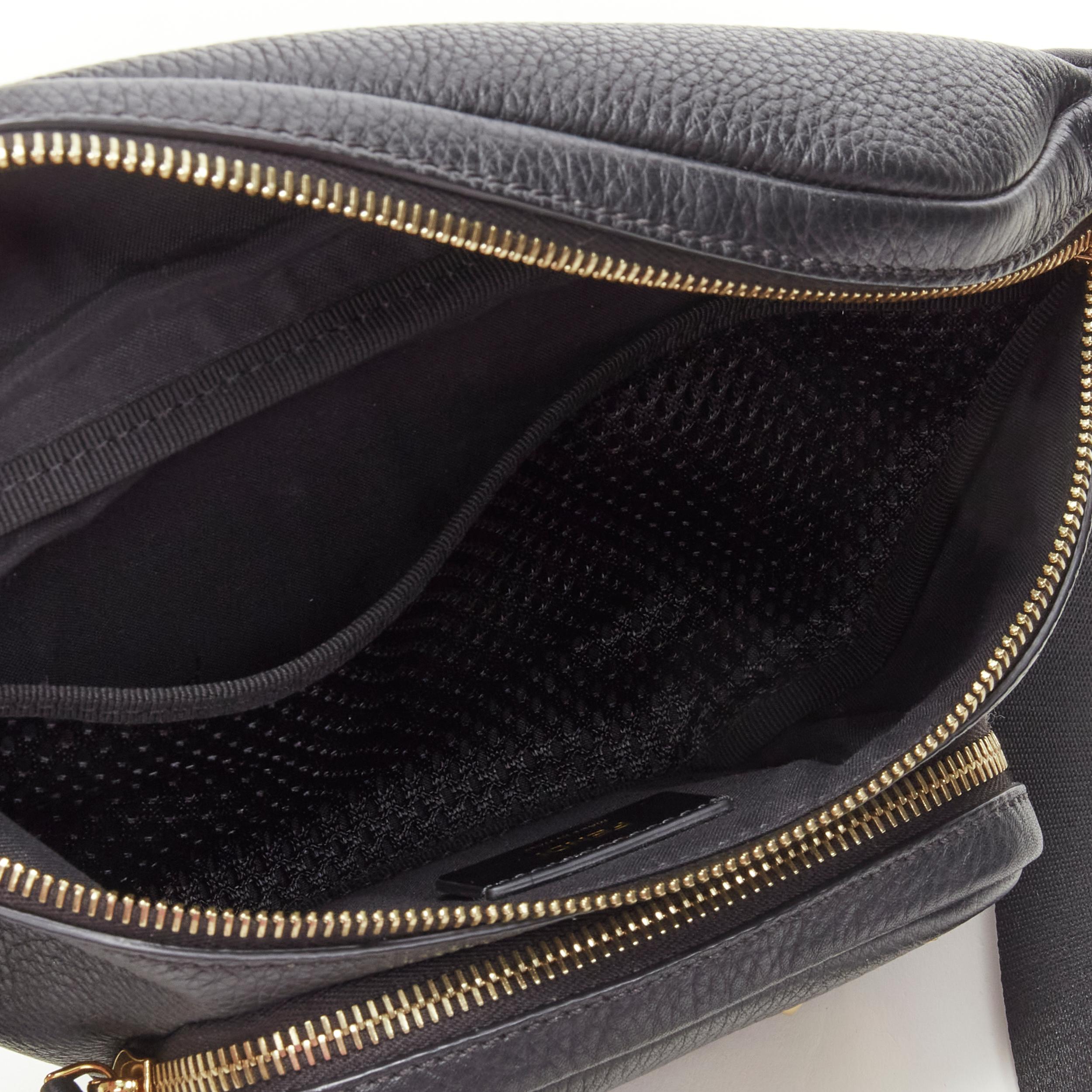 Men's new FENDI Monster Eye black leather gold Eye plate crossbody small belt bag