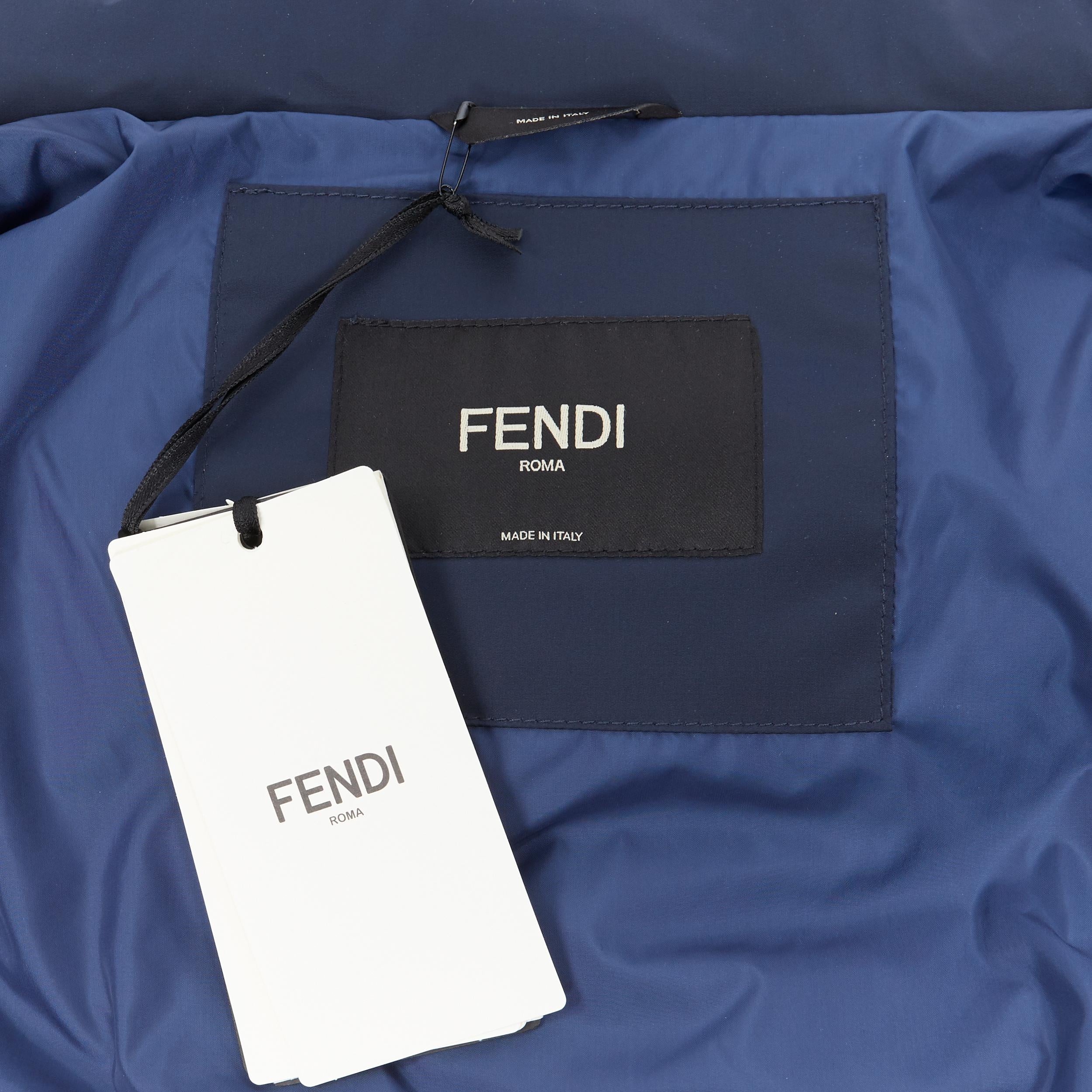 new FENDI Monster Face Ski navy blue goose down padded puffer jacket IT46 S 2