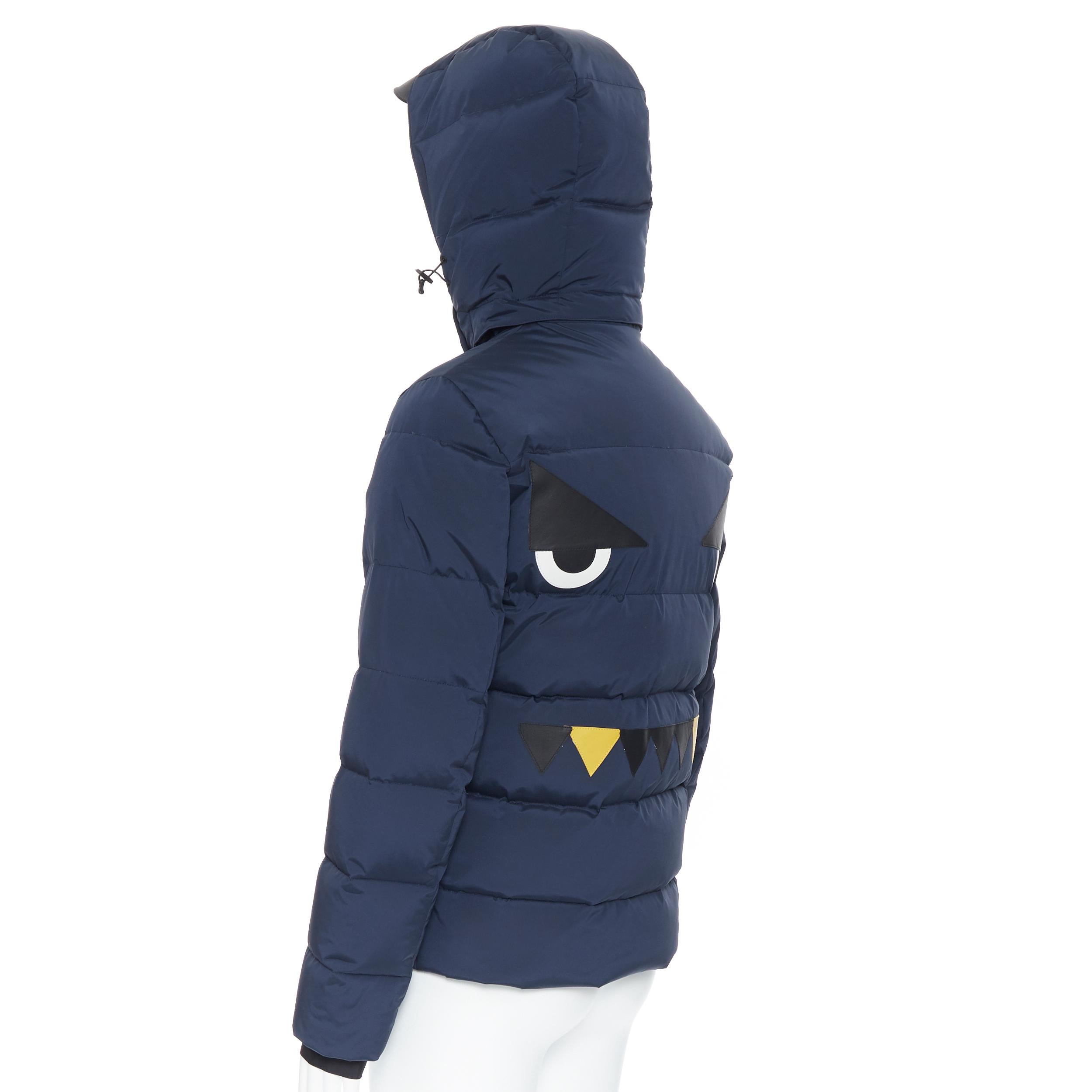 new FENDI Monster Face Ski navy blue goose down padded puffer jacket IT46 S In New Condition In Hong Kong, NT