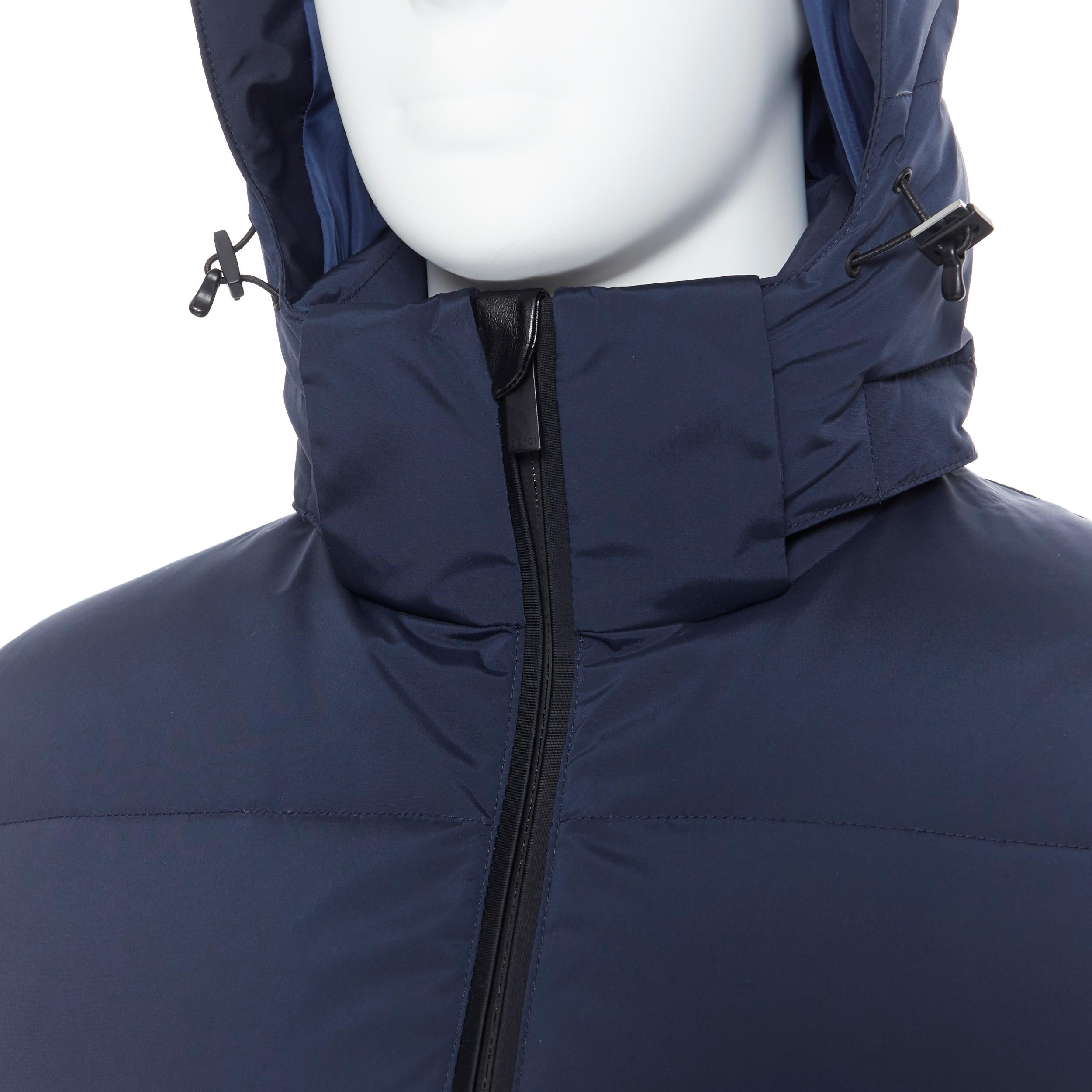 Men's new FENDI Monster Face Ski navy blue goose down padded puffer jacket IT46 S