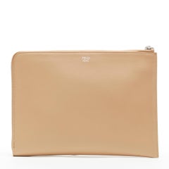 new FENDI Monster Faces tan brown stud embellished zip around pouch clutch bag